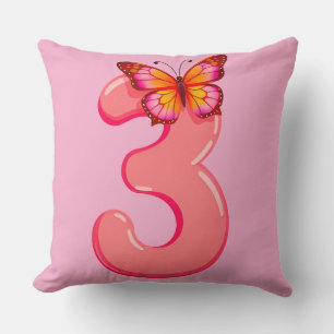 💖 Ljust Rosa Nummer Tre Glöd ❄️ Modern Kudde