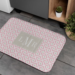 Ljust rosa och Beige Modern Monogram Badrumsmatta