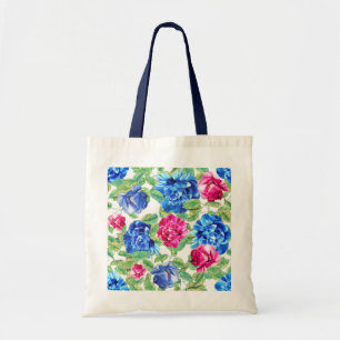 Ljust rosa och blå blomstermönster tygkasse