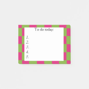 Ljust rosa och grön rutig Post It-lapp Post-it Block