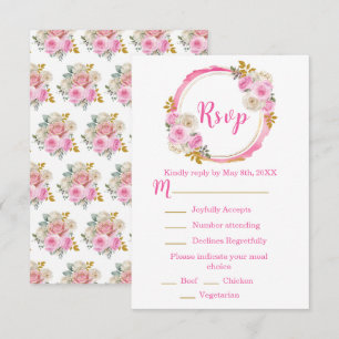 Ljust rosa och guld Eleganta blommor Sweet Sixteen OSA Kort