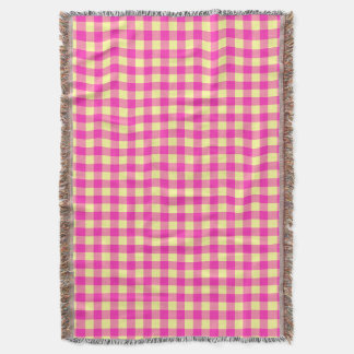 Ljust rosa och gult gingham-rutigt mönster filt