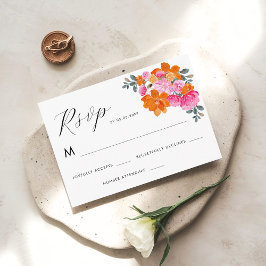 Ljust rosa och orange levande blomster-svarskort tilläggskort