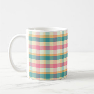 Ljust rosa och turkos rutig väv mönster kaffemugg