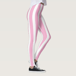 Ljust rosa och vit randig snygg leggings