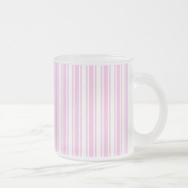 Ljust rosa och vitt kandy rand frostad glasmugg (Höger)