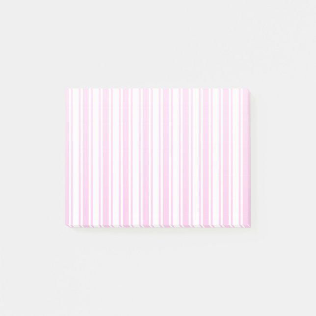 Ljust rosa och vitt kandy rand post-it block (Framsida)
