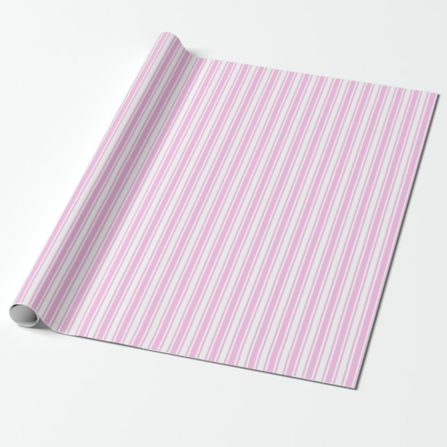 Ljust rosa och vitt kandy rand presentpapper (Utrullad)