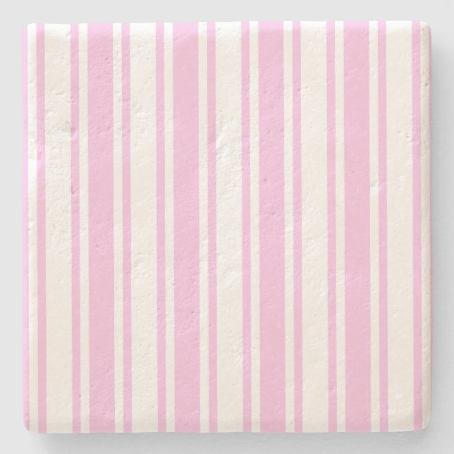 Ljust rosa och vitt kandy rand stenunderlägg (Framsidan)