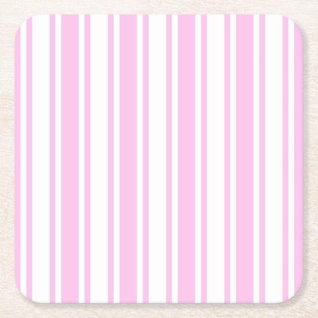 Ljust rosa och vitt kandy rand underlägg papper kvadrat (Framsidan)