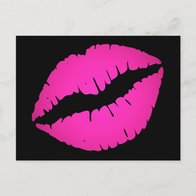 Ljust rosa ombré läppstift Kyss svart Vykort (Framsida)