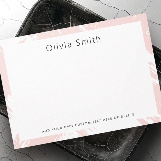 Ljust  rosa-penselpapper anteckningskort (Light blush pink brushstrokes stationery note card)