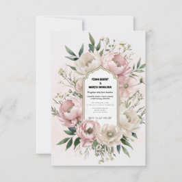 Ljust rosa peonior & grönska Romantisk Boho OSA Kort