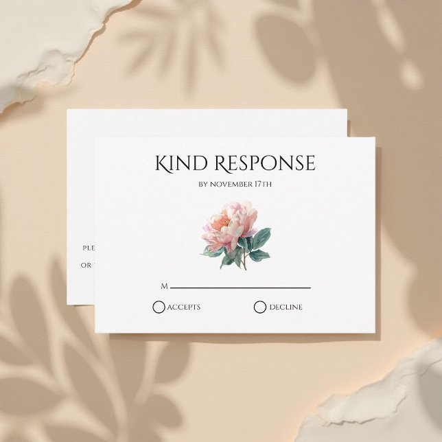 Ljust rosa peony QR-kod Elegant bröllop  OSA Kort (Skapare uppladdad)