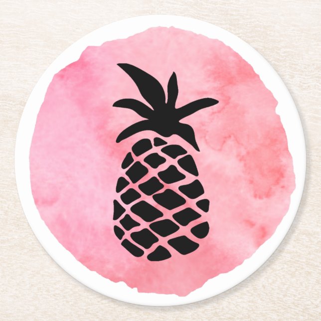 Ljust Rosa Pineapple Underlägg Papper Rund (Framsidan)