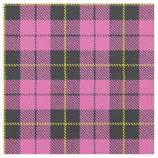 Ljust - rosa plädgult/guld-/svartrand tyg (Närbild)
