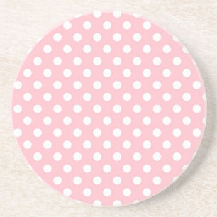 Ljust - rosa Retro polka dotsmönsterkustfartyg Underlägg Sandsten