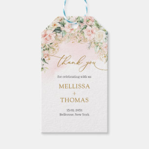 Ljust rosa ro, modernt kalligrafi-skript bröllop presentetikett