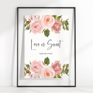 Ljust rosa ros blomstermöhippa Kärlek är en söt fö Poster