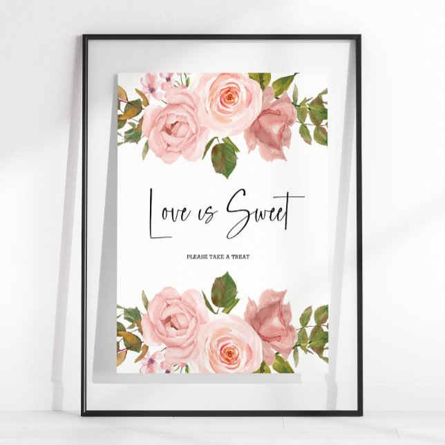 Ljust rosa ros blomstermöhippa Kärlek är en söt fö Poster (Skapare uppladdad)