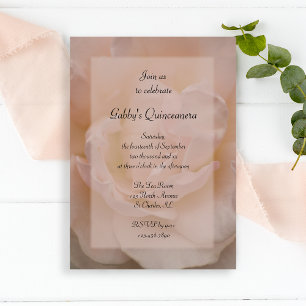 Ljust Rosa Ros Quinceanera Festinladning Inbjudningar