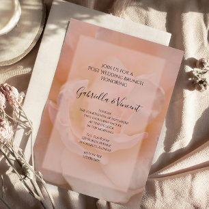 Ljust rosa rosblommig efterbröllopsbrunch inbjudningar