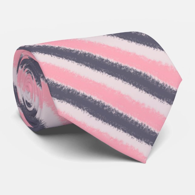Ljust rosa rosé gråaktig lila grov textur randig slips (Rullad)