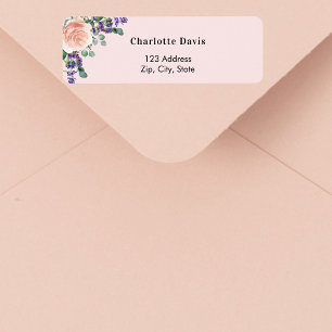 Ljust rosa roséguld lavendel returadress etikett
