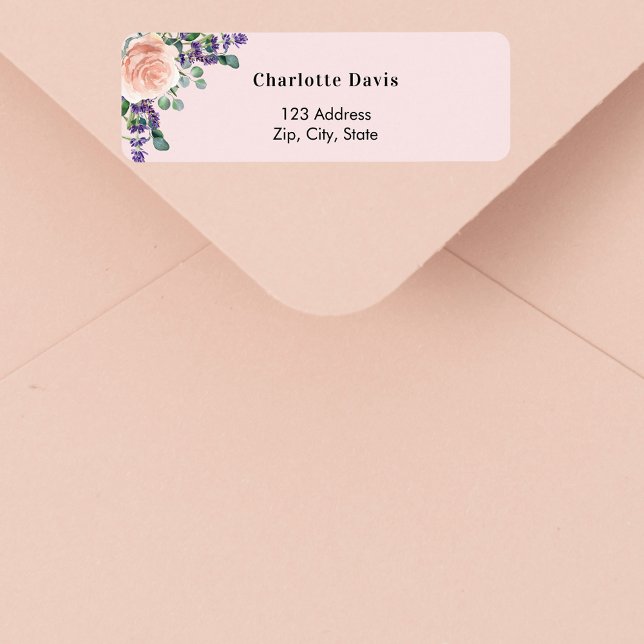 Ljust rosa roséguld lavendel returadress  etikett (Skapare uppladdad)