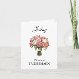 Ljust Rosa Rosor Bukett Brudtärna Förslag Kort