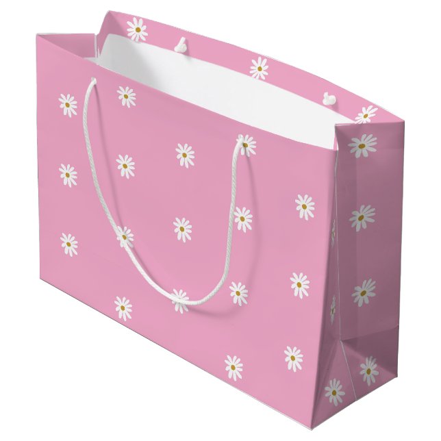 Ljust rosa stort presentpaket med Blommigtar för E (Baksidan Vinklad)