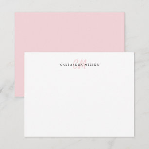 Ljust rosa två bokstäver initial monogramnamn anteckningskort