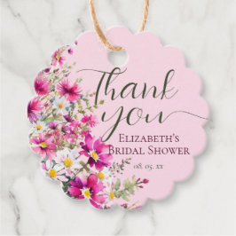 Ljust Rosa Vildblommor Blommig Boho Bröllopsfest Gåvor Etiketter