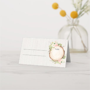 Ljust rosa vit blomster- rustik skog elegant placeringskort