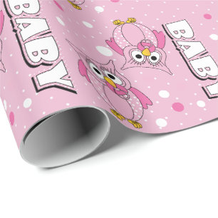 Ljust - rosababypolkaen pricker ugglor presentpapper