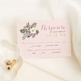 Ljust Rosapink Floral Bröllop OSA Kort