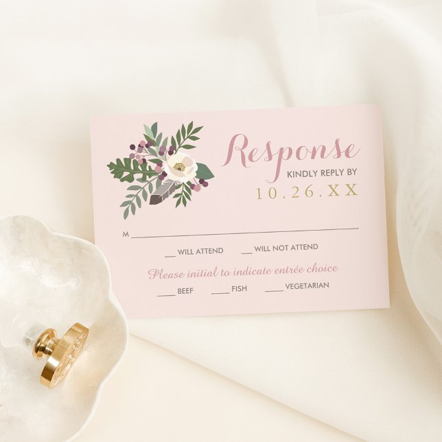 Ljust Rosapink Floral Bröllop OSA Kort (Skapare uppladdad)