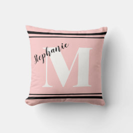 Ljust rosapink och svart monogram kudde
