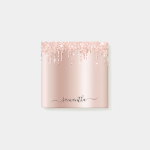 Ljust roséguld glitterdropp Glans Post-it Block