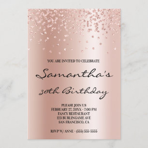 Ljust roséguld ombré foliekonfetti glitter inbjudningar