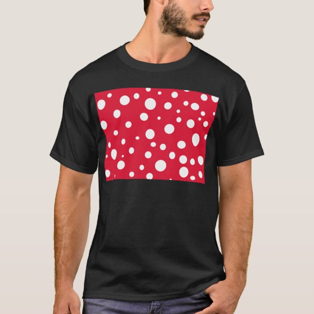 Ljust rött med roligt för vitpolka dotssommar tee (Framsida)