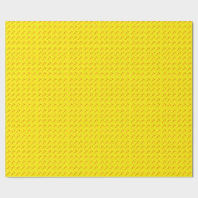 Ljust rött och gult blommigt  presentpapper (Platt)