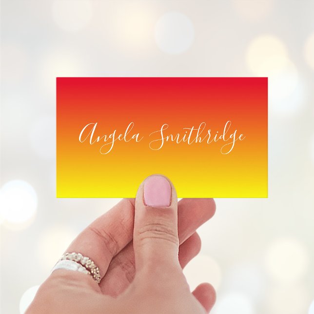 Ljust rött och gult ombré visitkort (Create your own red, orange and yellow gradient business cards.)