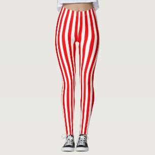 Ljust rött randigt leggings