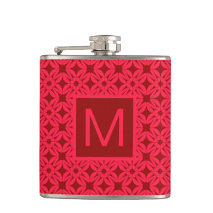 Ljust rött utsirat mönster med monogram fickplunta