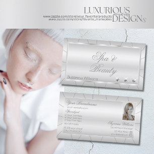 Ljust Silver med diamanter och foto Luxurie Visitkort