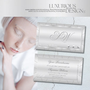 Ljust Silver med diamanter och Monogram Luxurious Visitkort