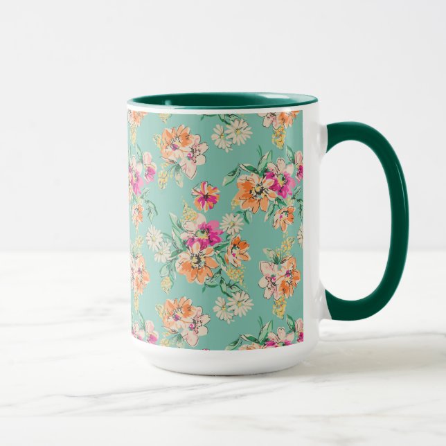 Ljust skissa blommönstret mugg (Höger)