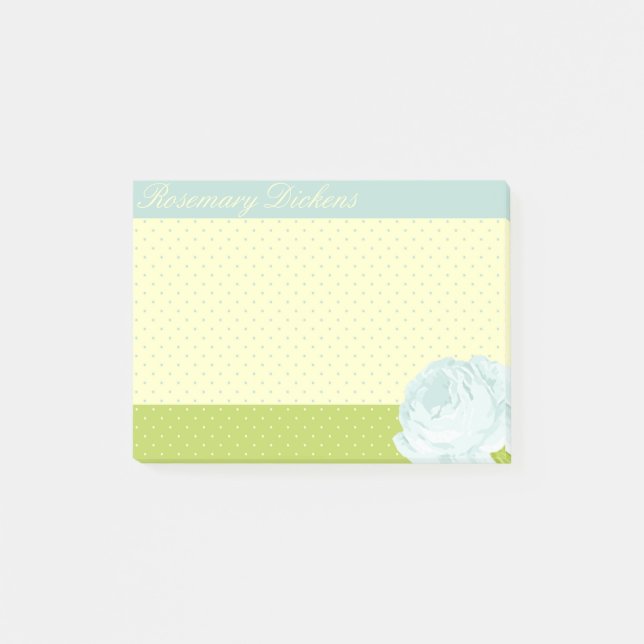 Ljust - slösa gult gröna Polkadots och steg Post-it Block (Framsida)