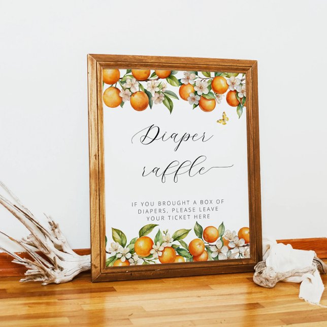 Ljust sommar apelsiner Baby Shower Blöja Lotteri Poster (Skapare uppladdad)
